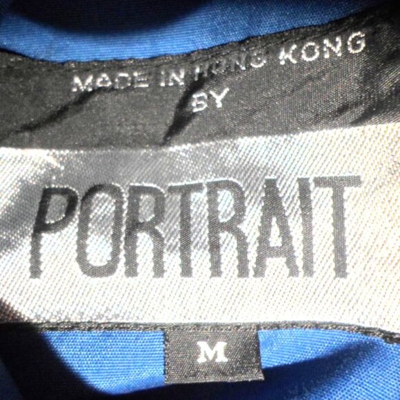 Vintage PORTRAIT Reversible Poncho Cape Blue Patchwork Plaid Print - Picture 11 of 12